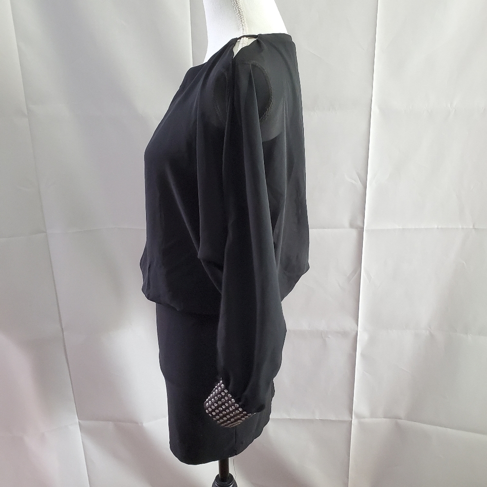 Arden B Women Black Chiffon Slit Sleeves Dress XS - Picture 2 of 4